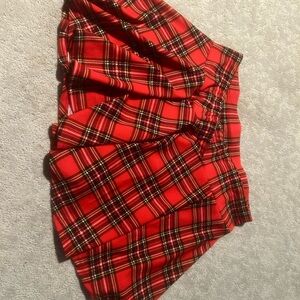 SHEIN Red Plaid Pleated Skort